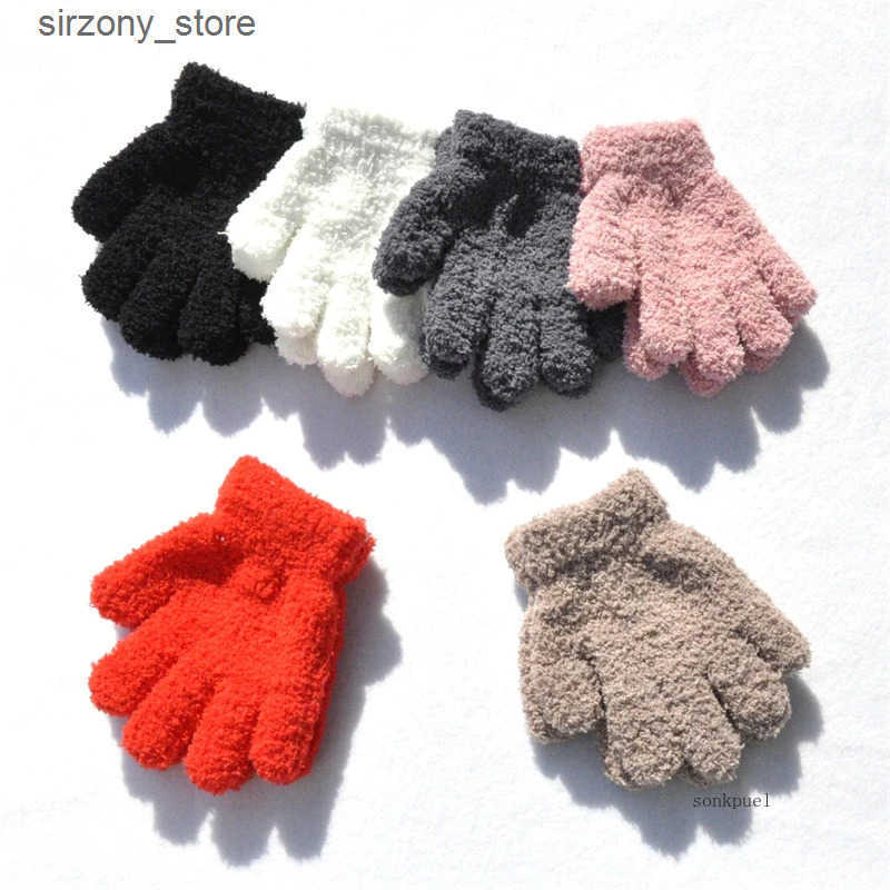 Mittens Warmom Coral Fleece Thicken Kids Gloves Winter Keep Warm Children Baby Plush Furry Full Finger Mittens Soft Gloves For 0-4 Years J241130