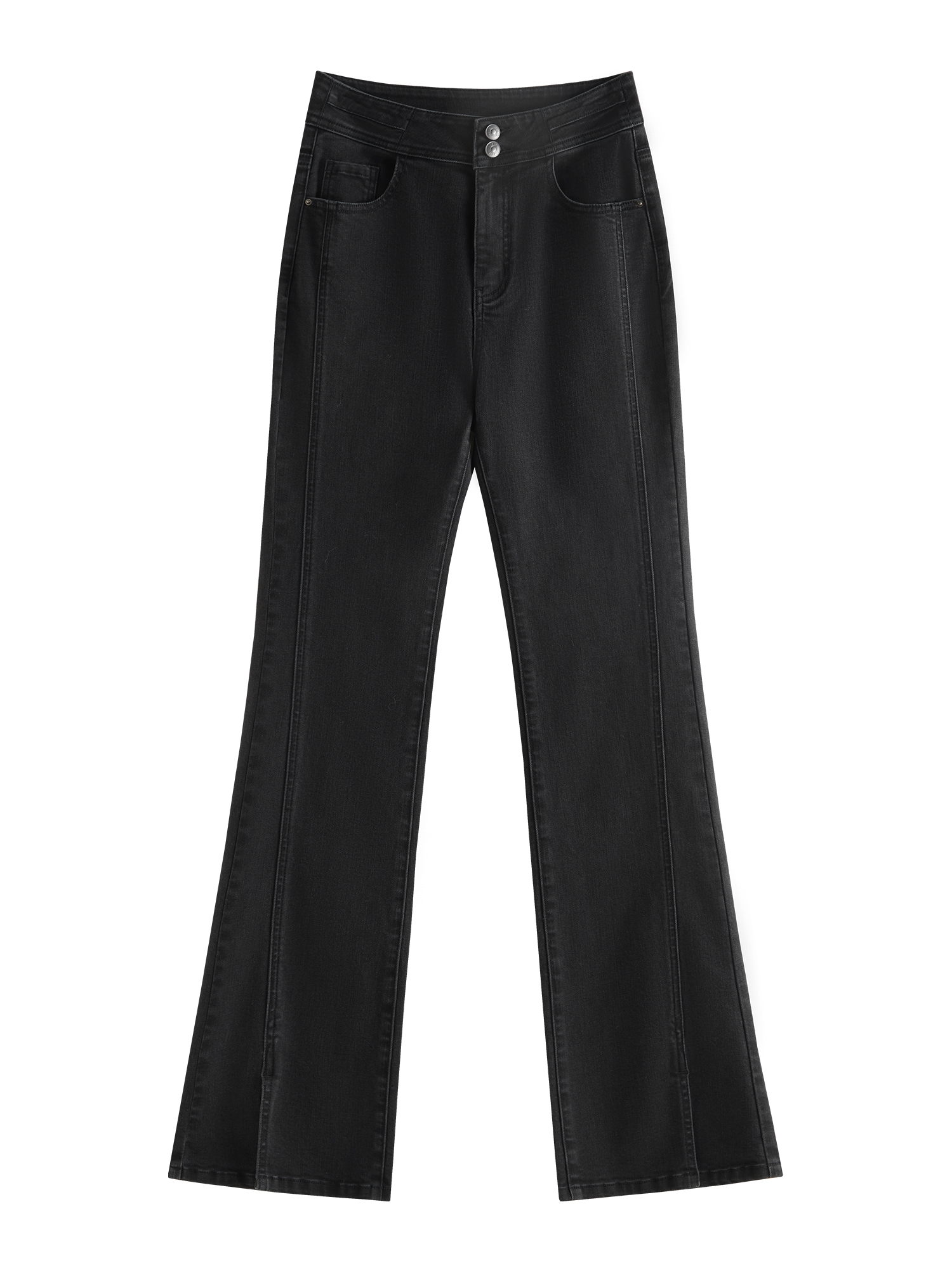 Cotton High Waist Flared Pants For Women Winter New Design Style Split Versatile Jeans Chic Trouser 24Fs14496