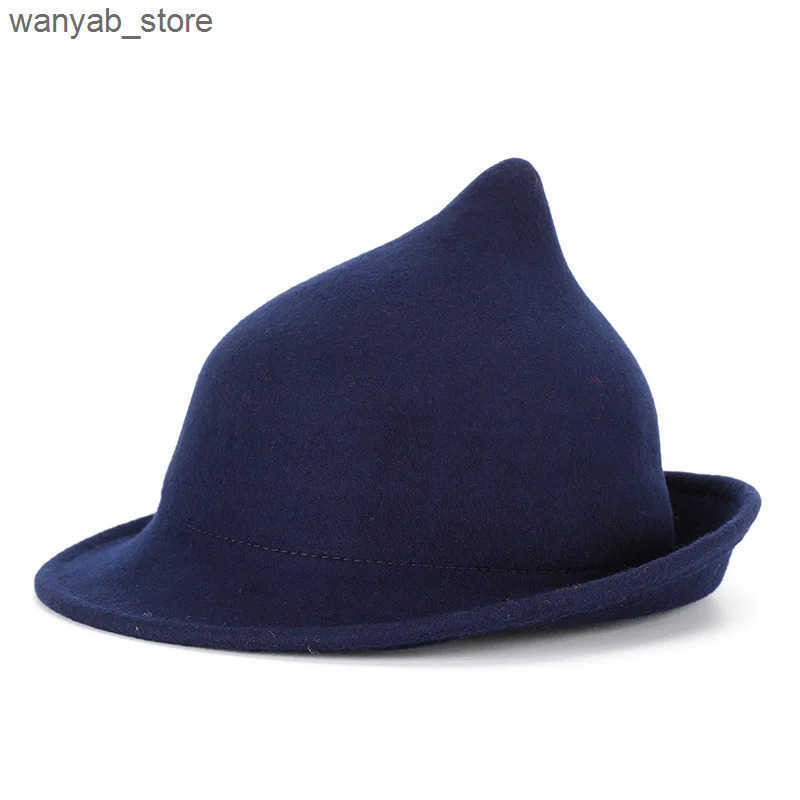 Wide Brim Hats Bucket Hats High Quality % Wool Modern Halloween Witch Hat Women Party Hat Festival Party Winter Cute Cap L240910