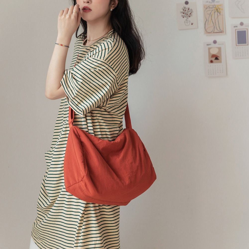 Female Multi-Purpose Messenger Student Leisure Crossbody Canvas Shoulder Soft Nylon Large Capacity Cloth Bag