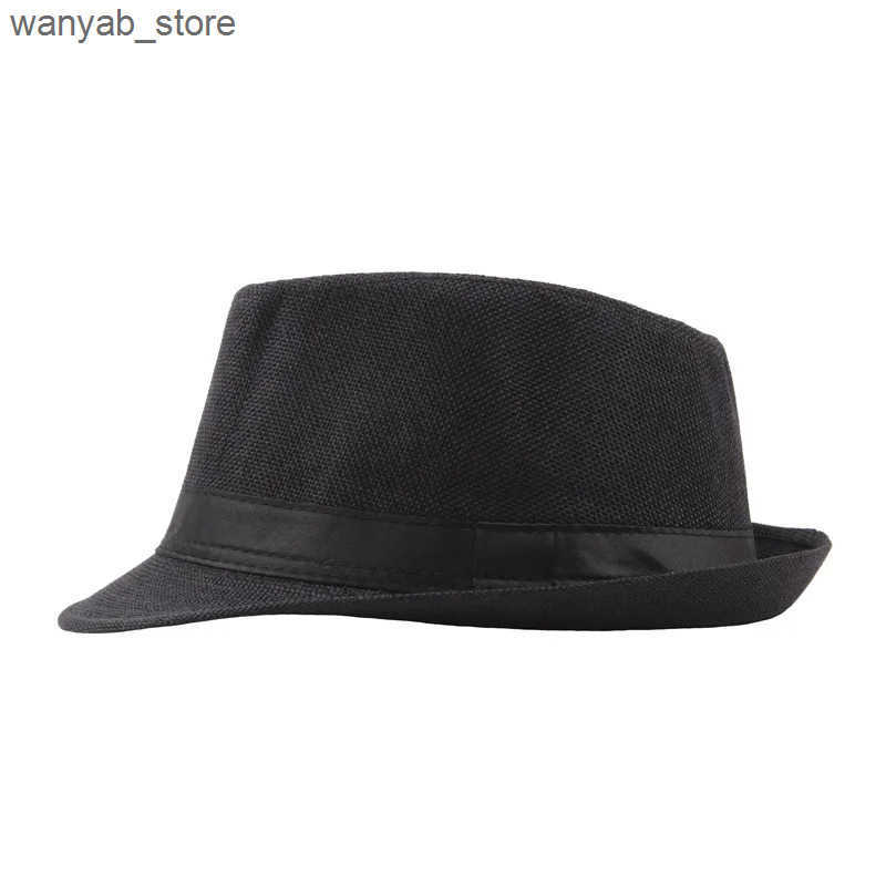 Wide Brim Hats Bucket Hats Trendy Wide Brim Men Straw Hat Women Summer Solid Color Fedoras Jazz Sun Cap Outdoor Casual Panama Cowboy Hats L240910