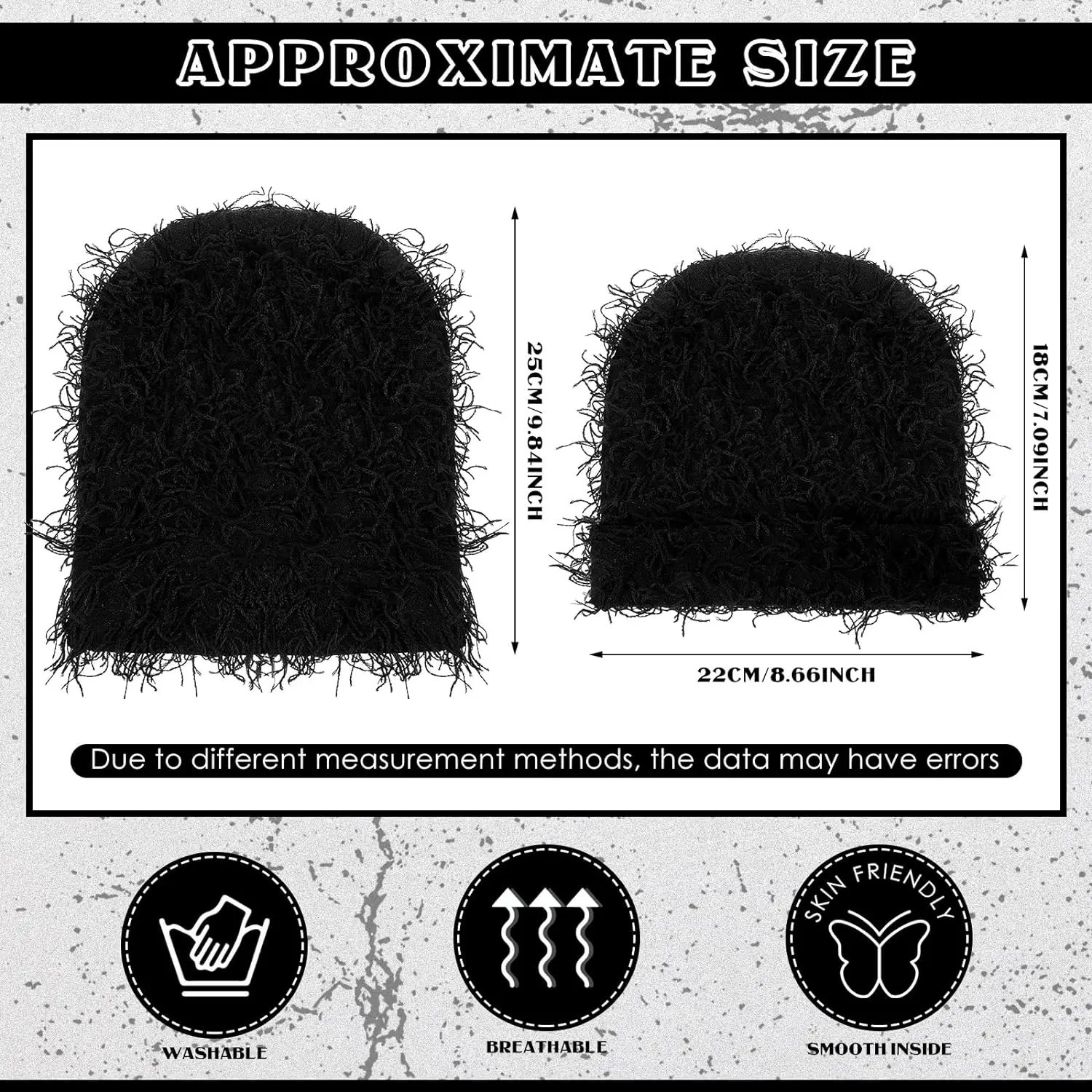 Distressed Knitted Beanie Fuzzy Winter Hats Thick Warm Beanies Snow Skull for Kid Women Men Outdoor Ski Knit Cap 241125