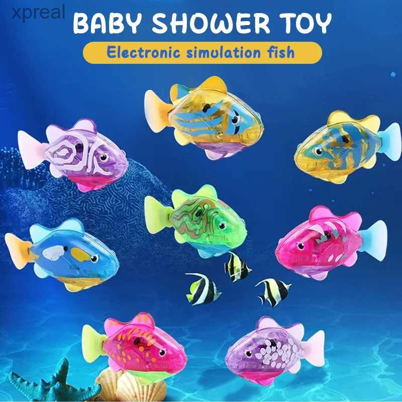Bath Toys Summer Baby Shower Toy Flash Swimming Electronic Fish Battery Powered Simulation Water Fish Toy Childrens GiftWX1