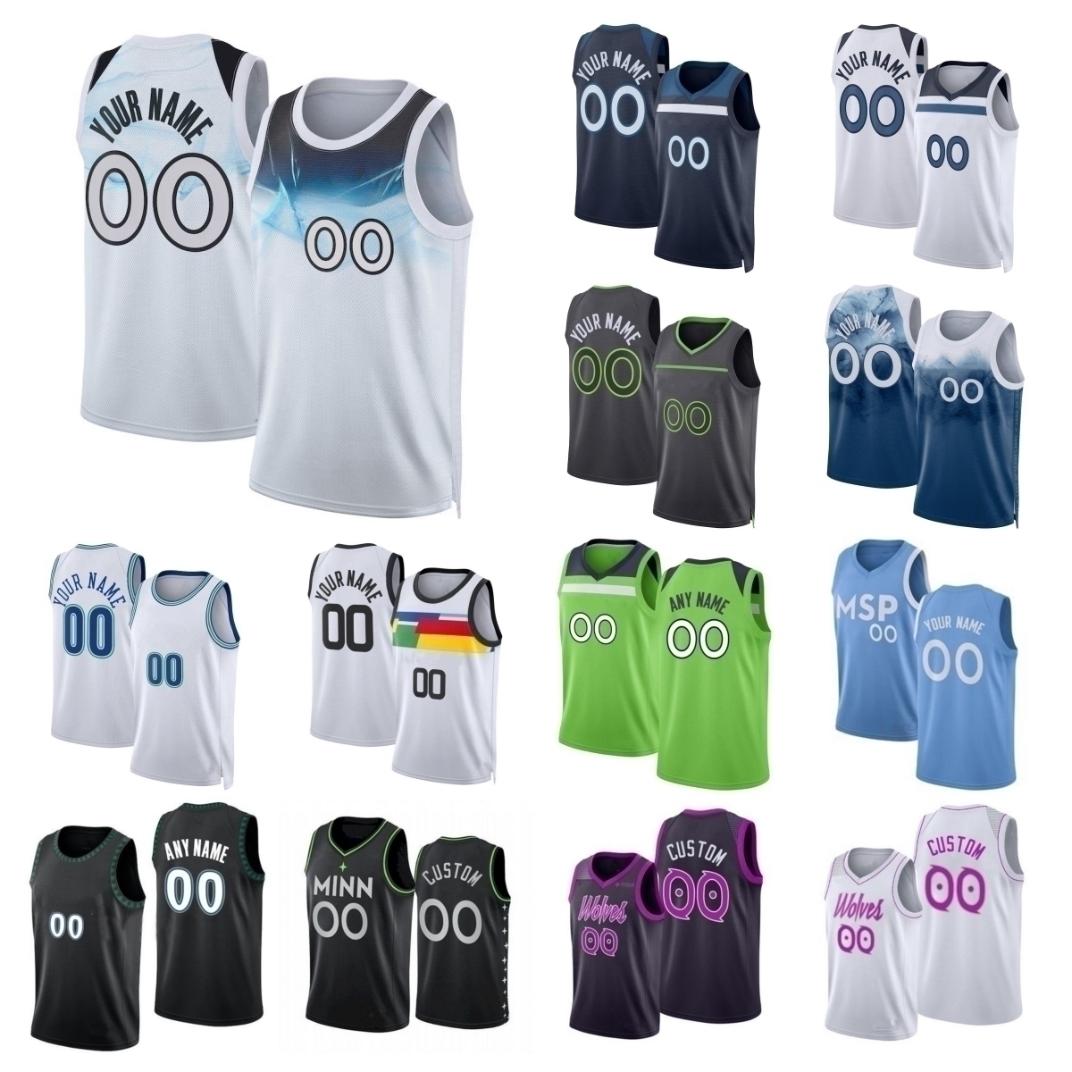 Timberwolve Basketball Jersey Anthony Edwards Julius Randle Naz Reid Rudys Gobert Jaden McDaniels Donte DiVincenzo Nickeil Alex-Walker Mike Conley City Youth