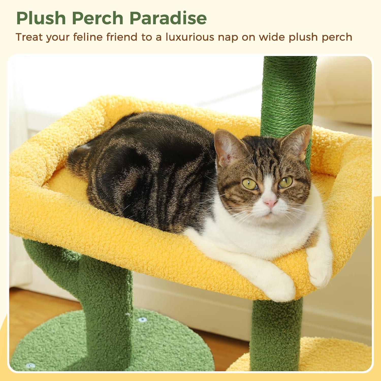 Made4Pets Cat Tree, 37" Multi-Level Indoor Cat Tree With Perch & Ball & Scratching Posts Cat Tower, Green, 3-7days delivery