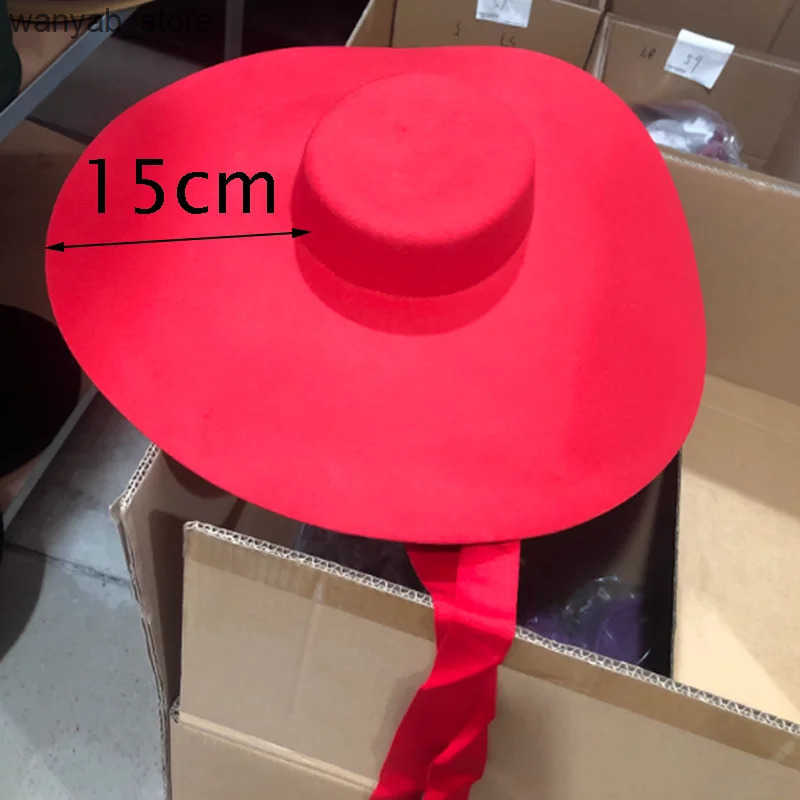Wide Brim Hats Bucket Hats Light purple Super Wool Hat Extra Large 15cm Big brim Shallow Top Soft Hat for Men and Women Flat Top Hat New Big brim Hat 