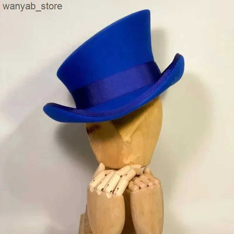 Wide Brim Hats Bucket Asymmetric Top Wool Hat Fashiona Formal Ribbon Steam Punk Men Lumber Costume Cap Women Party Decoration L240910