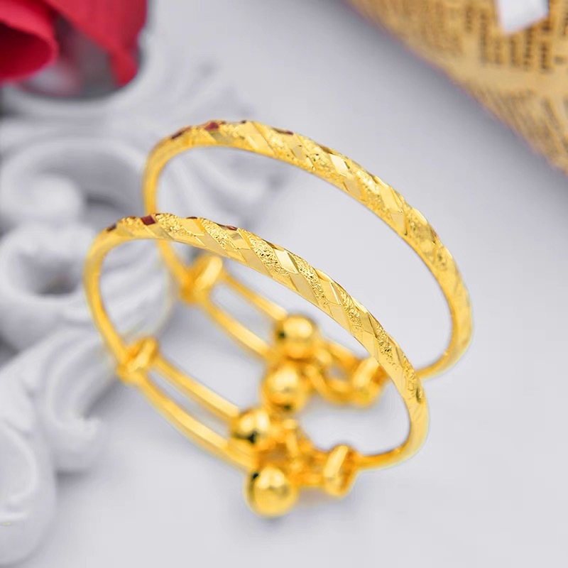 Fashion 18K Yellow Gold Color Lovely Children Kid Boy Girl Infant Baby Bangle Bracelet Gift Lucky Newest Bangle For Child