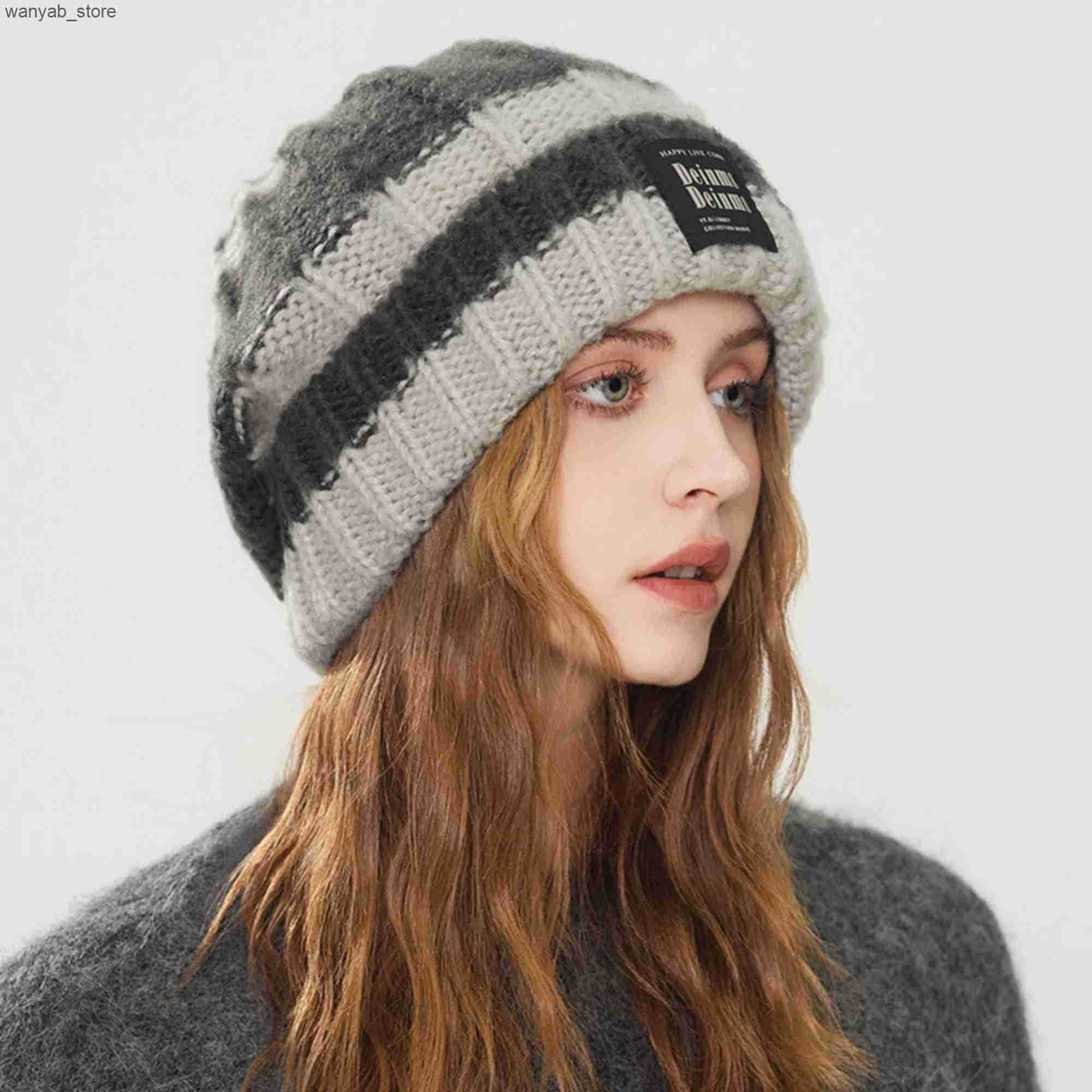 Wide Brim Hats Bucket Premium Turban Cap Keep Warm Knitted Hat Multicolour Winter Breathable Beanie Sequin Trilby Athleisur Bonnet for Ladies L240910