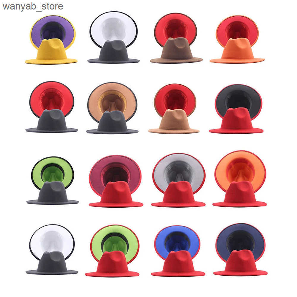 Wide Brim Hats Bucket Hats Two Colors Fedora Hats Women Wool Felt Vintage Church Ladies Hat Unisex Wide Brim Panama Party Cowboy Cap Jazz Wedding Hat 