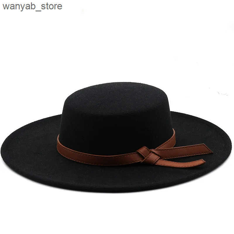 Wide Brim Hats Bucket Hats Cream Flat Top 10cm Wide Brim Fedora Hats Men Gentleman Boater Hat Fashion Party Wedding Hats for Women Elegant Church Chap