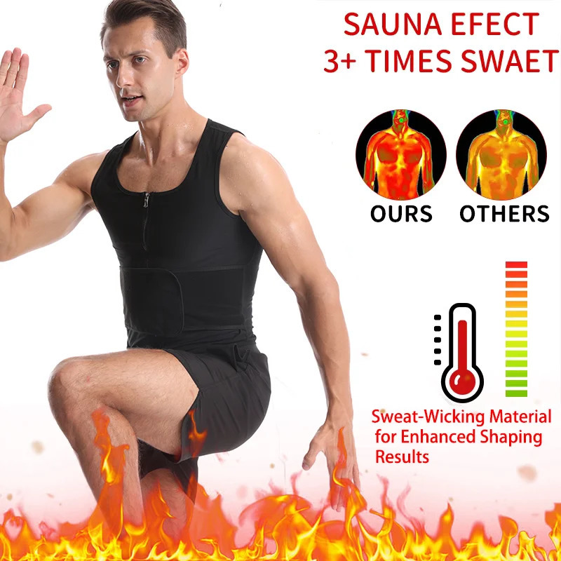 Mens Body Shaper Sauna Vest Double Belt Sweat Shirt Waist Trainer Corset Top Abdomen Slimming Shapewear Fat Burn Fitness Suits 241121