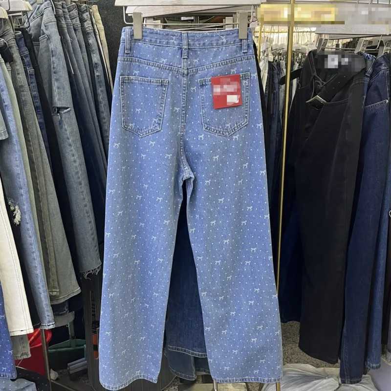 Women's Jeans New Korean bow embroidered slim fit womens jeans for spring 2024 H241130