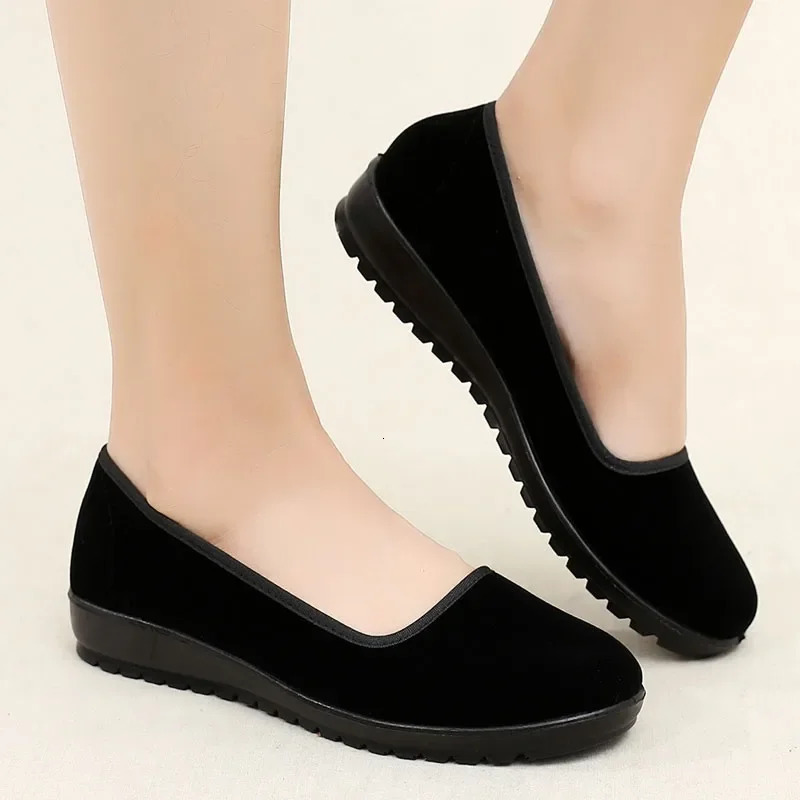Lady Fashion Sweet Light Weight Black Flock High Quality Loafer Casual Comfort el Work Office Flat Shoes Zapatos A94 241126