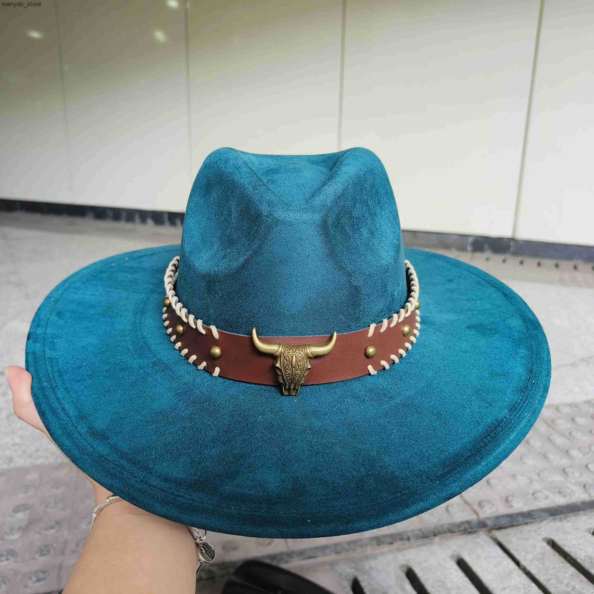 Wide Brim Hats Bucket Hats Ethnic style suede fedora hat retro fashion large brim hat men women hat top hat flat soft hat wholesale sombrero hombre L2