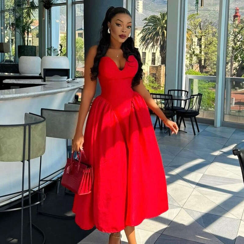 African Strapless Neck Hanging Women's Formal European And American Banquet Evening Dress, Bridesmaid Dress B1