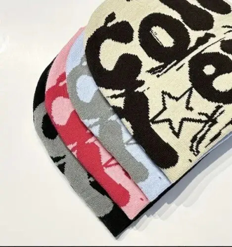 Fashion Letter Beanie Hat for Women Men Comfortable Knit PullOver Cap Girls Y2K Skull Sport Adult Headdress 241125