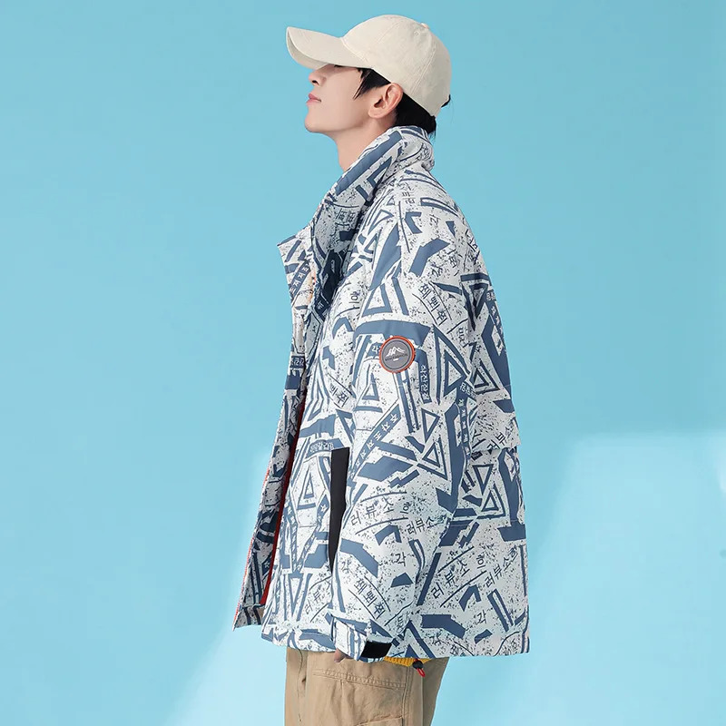 New men's standing collar down jacket duck down short casual parka coat Korean design men's thick and warm designer winter coat 3XL