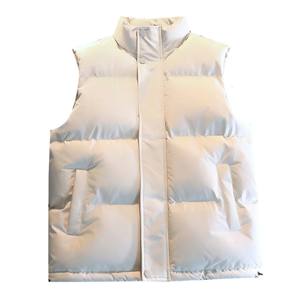 Autumn Winter White Vest Jacket Men Fashion Sleeveless Jackets Solid Color Warm Vests Thick Black Waistcoat Clothing 241129