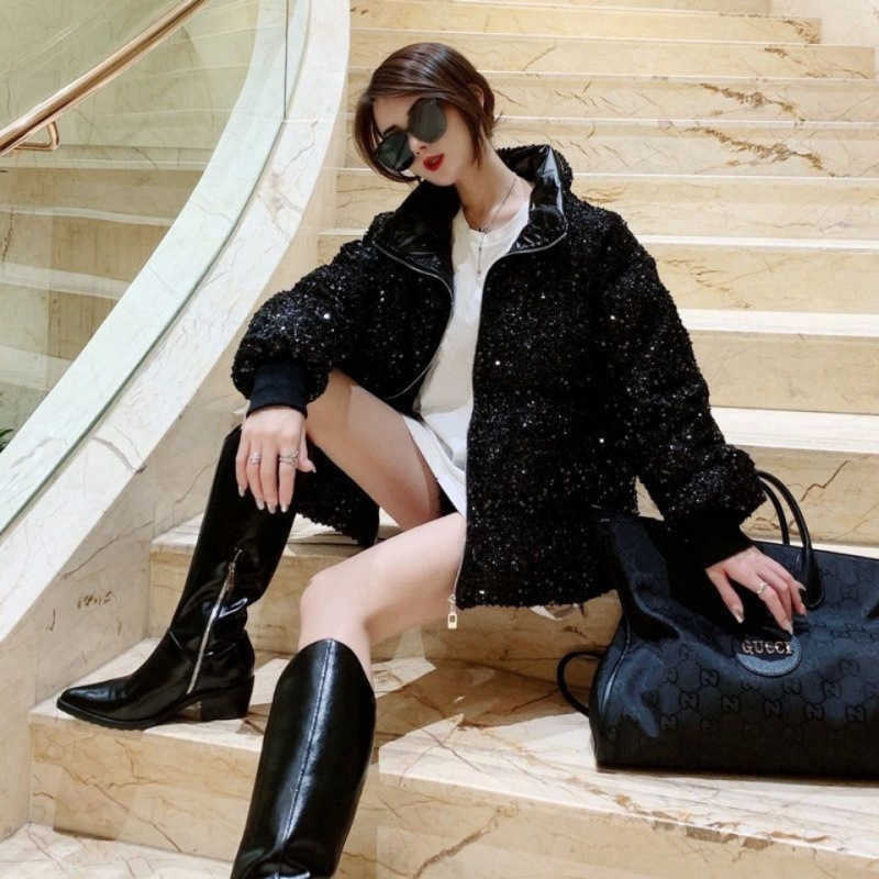 Parkas Women's Down Sequin Down Cotton-Padded Women 2024 New Trend Cotton-Padded Winter Short Bread Network Red Coat Coat Korean Version Loose Y2