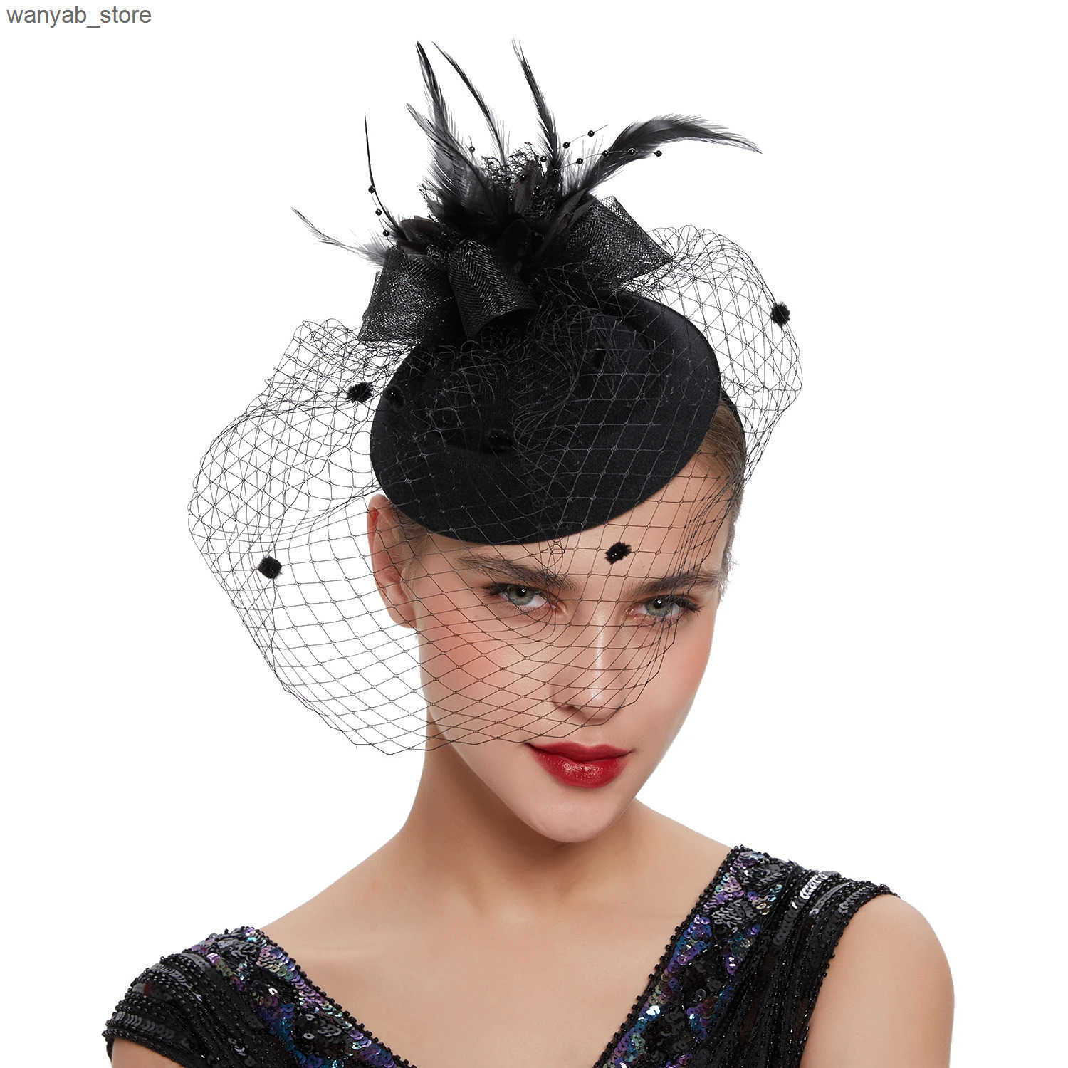 Wide Brim Hats Bucket Hats Bride Headband Perfect Gauze Felt Fabric Wedding Hat With Veil and Clip Unique Party Hat Fashion Church Hat Fascinator Fema