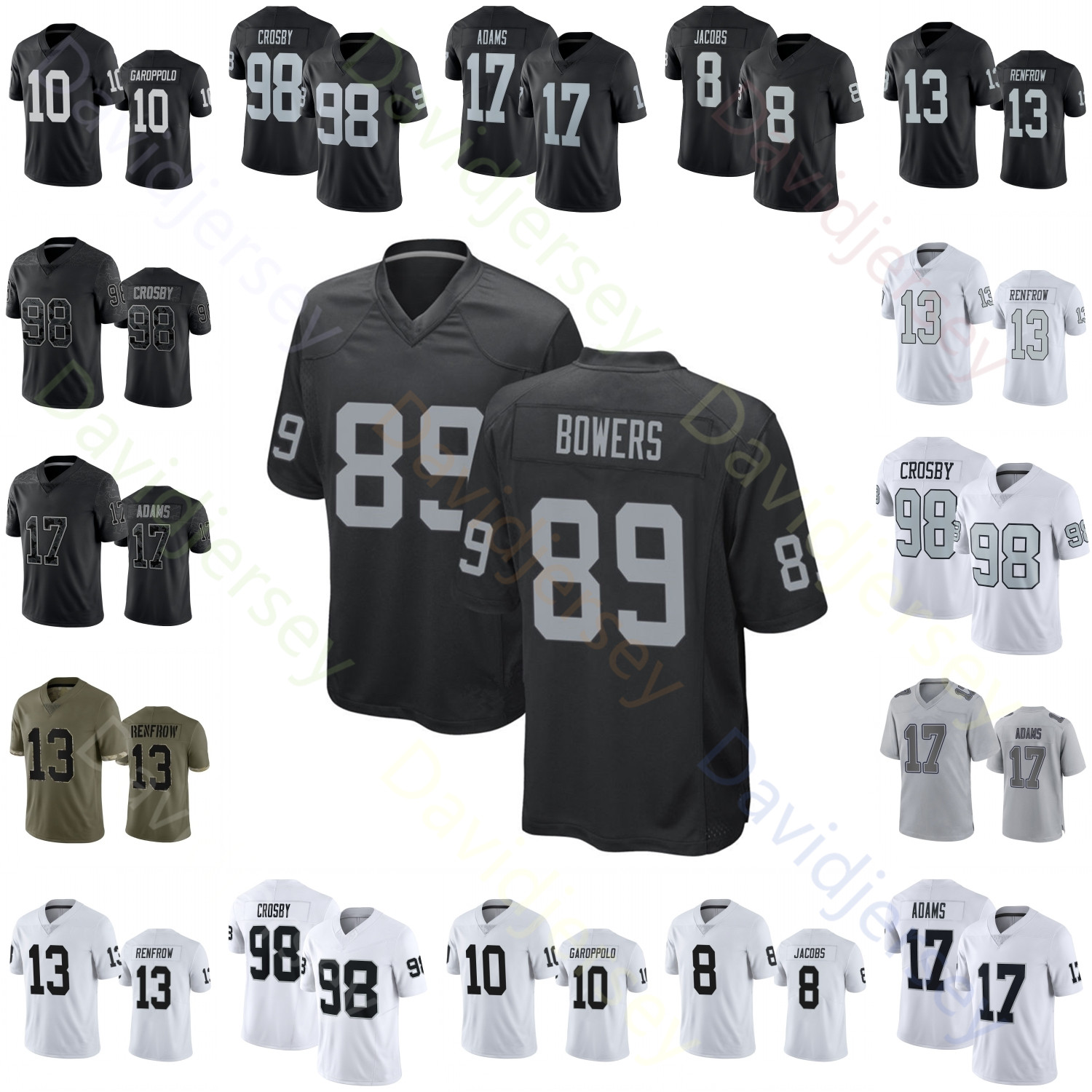 Custom Jersey Brock Bowers Davante Adams Maxx Crosby Jakobi Meyers Bo Jackson Woodson Allen Tatum Long O'Connell Gardner Minshew II Youth Women 4XL