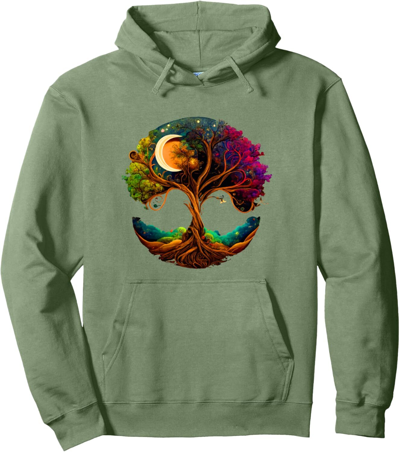 Long Sleeve Shirts for Men sweatshirt Moon Phases Tree of Life Pullover Hoodie T shirt Tee Streetwear Casual tops clothes Fashionable and cool