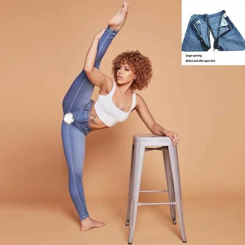 Women's Jeans Open Crotch Hotpants Denim Outdoor Sex Pants Womens Jeans Fashion Pencil Trouser Womens High Waist Y2k Clothing Low Waist H241130
