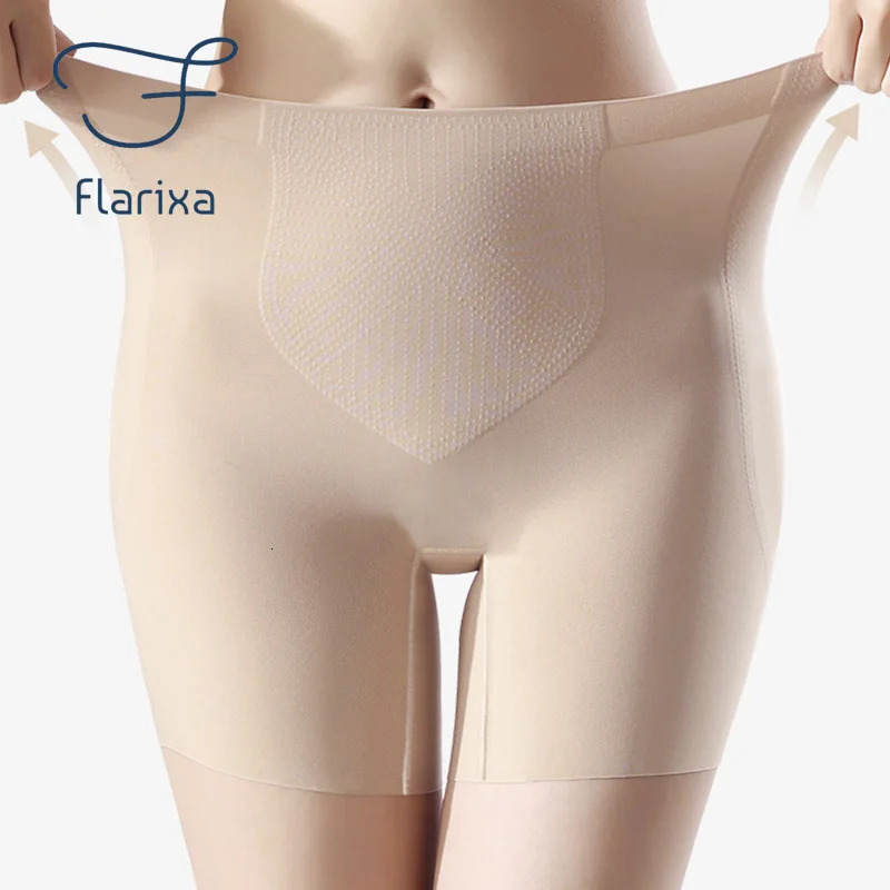 Flarixa High Waist Tummy Control Body Shaper Seamless Ice Silk Safety Shorts Butt Lifter Panties Hip Enhancer Shapewear 241121