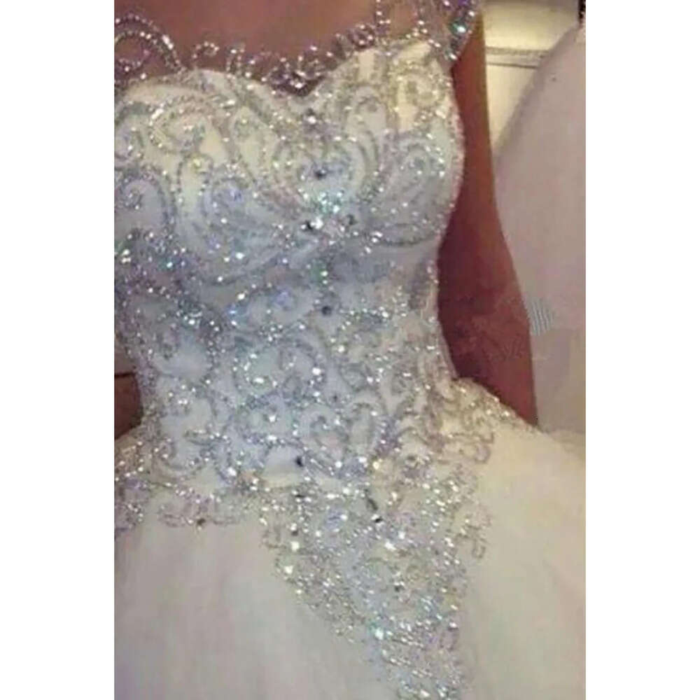 Dresses Wedding Ball Gown New Gorgeous Dazzg Princess Bridal Real Image Urious Tulle Handmade Rhies Crystal Sheer Top 6660306