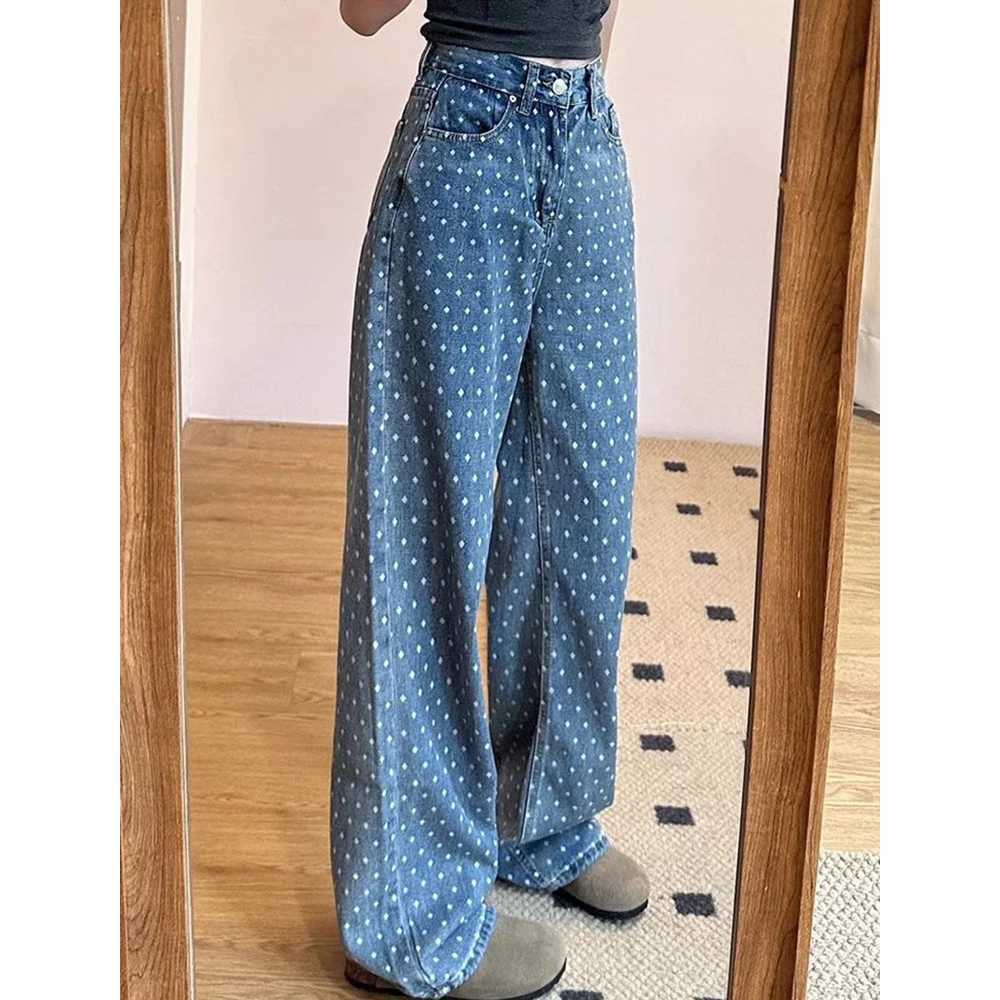 Women's Jeans Mia Muse Autumn Womens Denim Jeans Straight Legs High Waist Full Length Loose Fashionable Matching Pants H241130