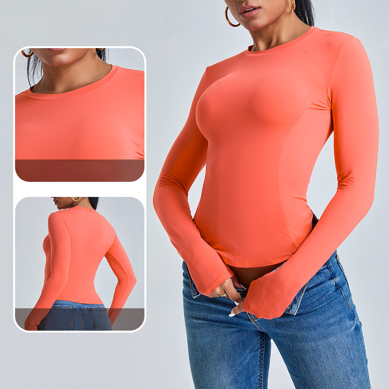 Autumn new fishbone thread long sleeved yoga for women, casual running sports T-shirt, breathable slim fit fitness suit top