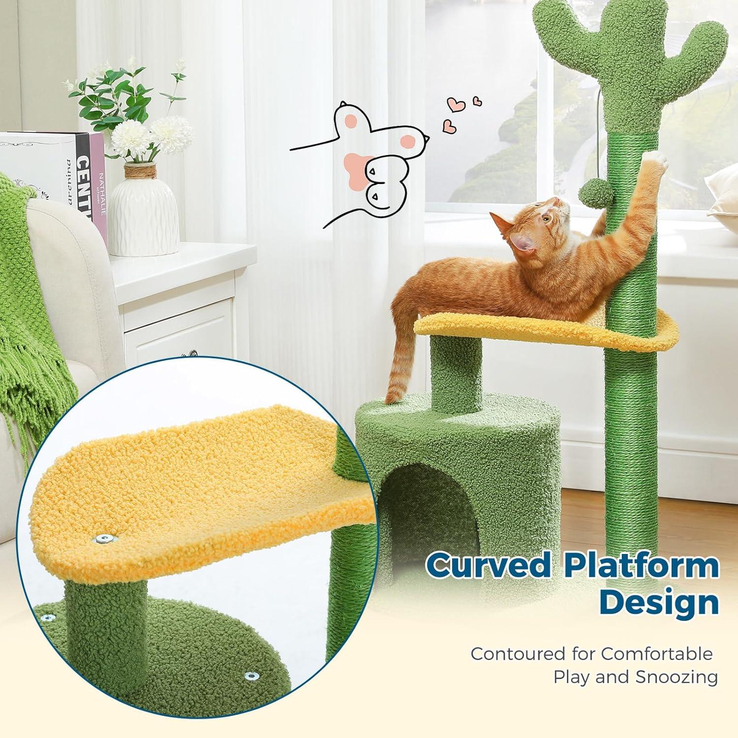 Made4Pets Cat Tree, 35.7"Multi-Level Indoor Cat Tree With Perch & Ball & Scratching Posts Cozy Condo, Green, 3-7days delivery