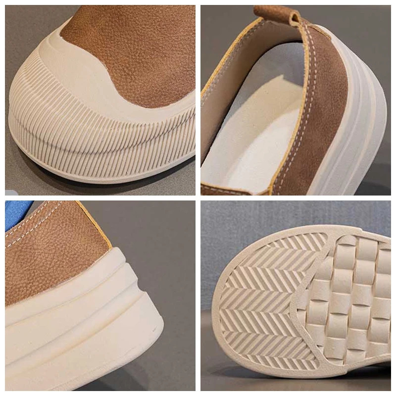 Koznoy 4cm Genuine Leather y Sneaker Comfy Loafer Slip on Fashion Platform Wedge Spring Women Big Size Autumn Flats 241126