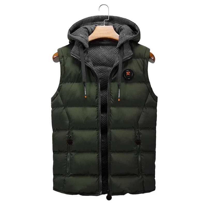 Men's Down Parkas Winter Casual Vests Warm Hood Jacket Vest Men Sleeveless Streetwear Jackets Parkas Vests Men Outerwear Quality Mens Vest Brand 