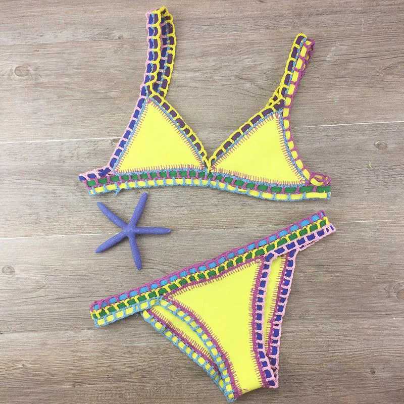 Women's Swimwear Sexy Bikini Summer Womens Handmade Crochet Bikini Set Swimsuit Beach Swimsuit H241130