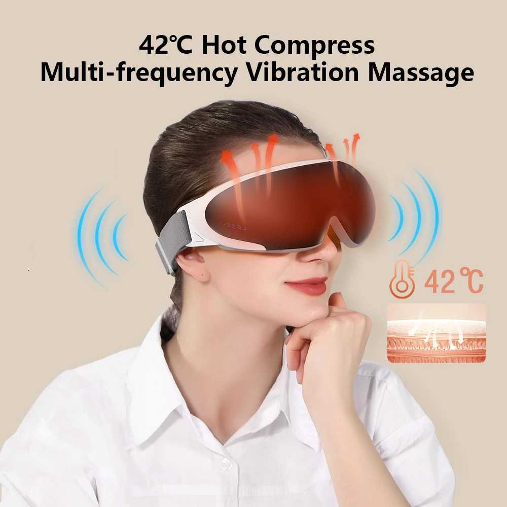 6D Visible Smart Eye Massager Heated Mask Electric Vibration Airbag Pressure Music Care Relax Relif Fatigue Travel Rest 241118