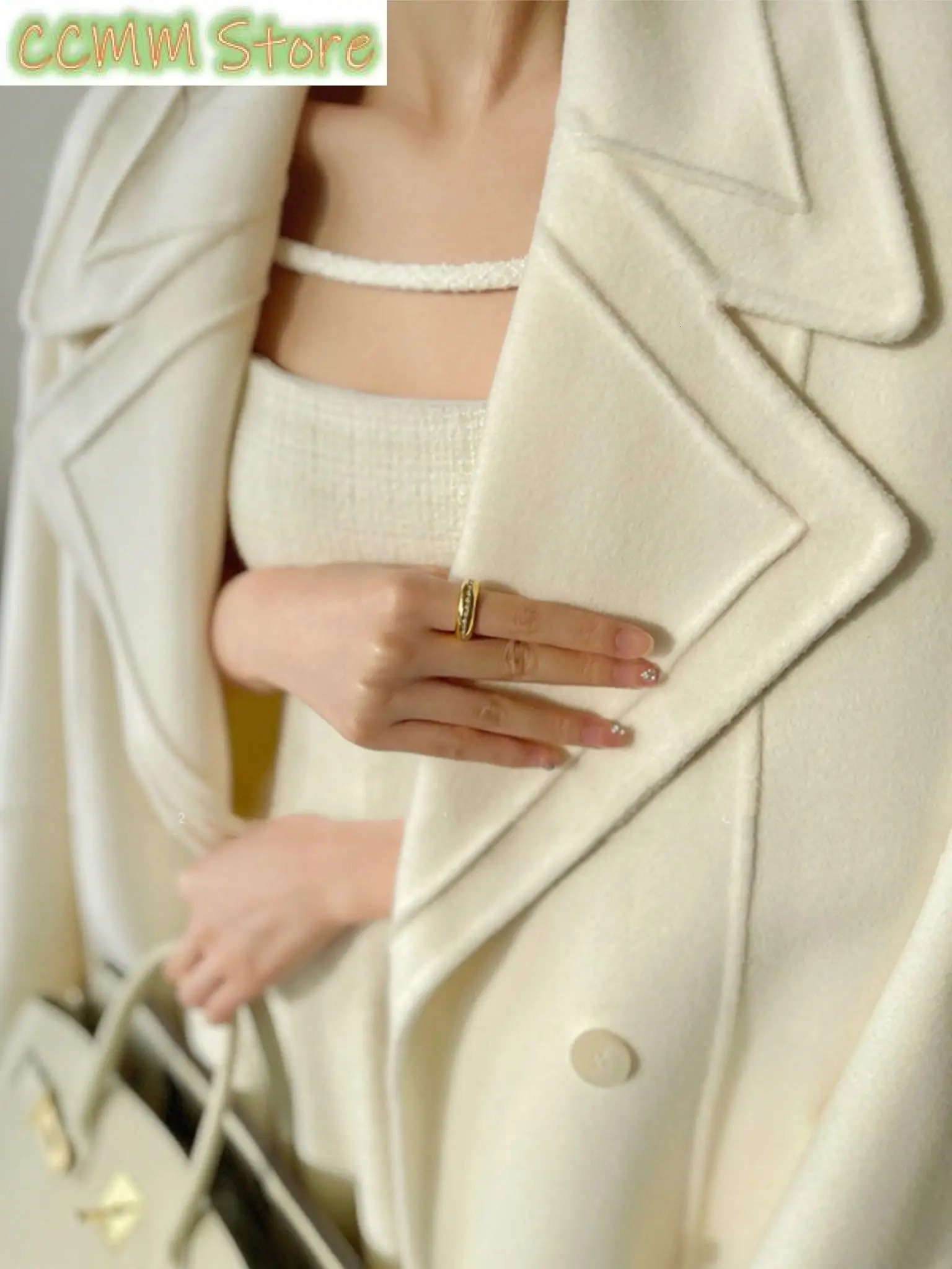 Women Fashion Elegant Quality Woolen Coat Winter Warm Solid Lapel Overcoat With Belt Female Autumn Outerwear Mujers Cloak 241129