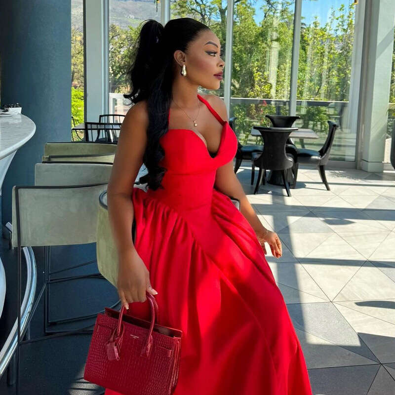 African Strapless Neck Hanging Women's Formal European And American Banquet Evening Dress, Bridesmaid Dress