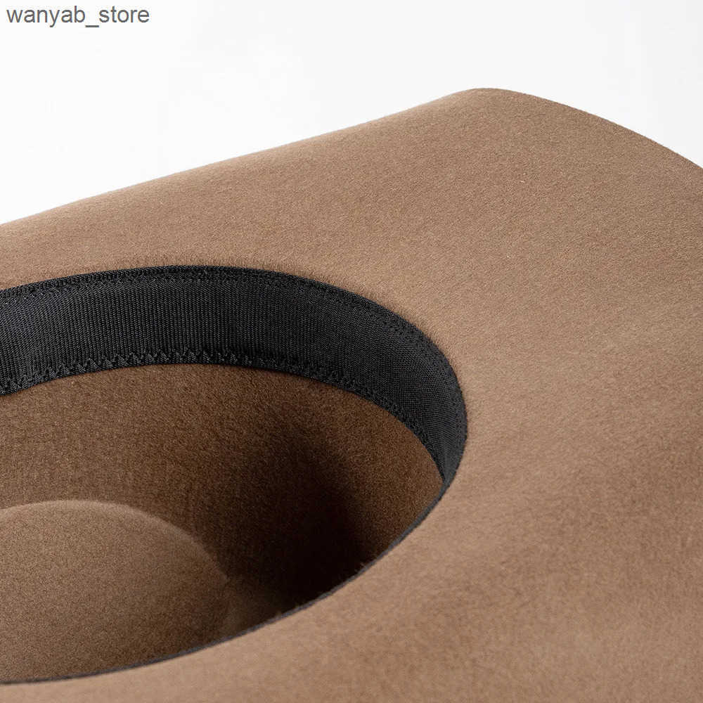 Wide Brim Hats Bucket Hats % Wool Concave Shape Top Hat Fashion Belt Buckle Decorative Woolen Curling Wide Brim Fedora Hat Unisex Western Cowboy Hat L
