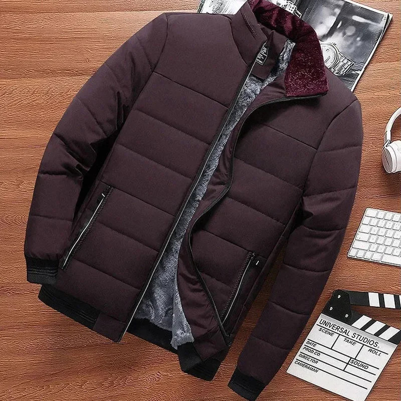 Winter Jacket Mens Fashion Clothing Stand Collar Keep Warm Coats Cotton Padded Puffer Jackets Autumn Fur Lined 241120