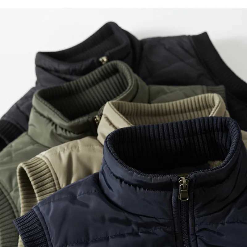 Men's Vests Big Size Outerwear Vest for Men Winter Puffer Vests Fleece Lined Outdoor Warm Sleeveless Jackets z241129