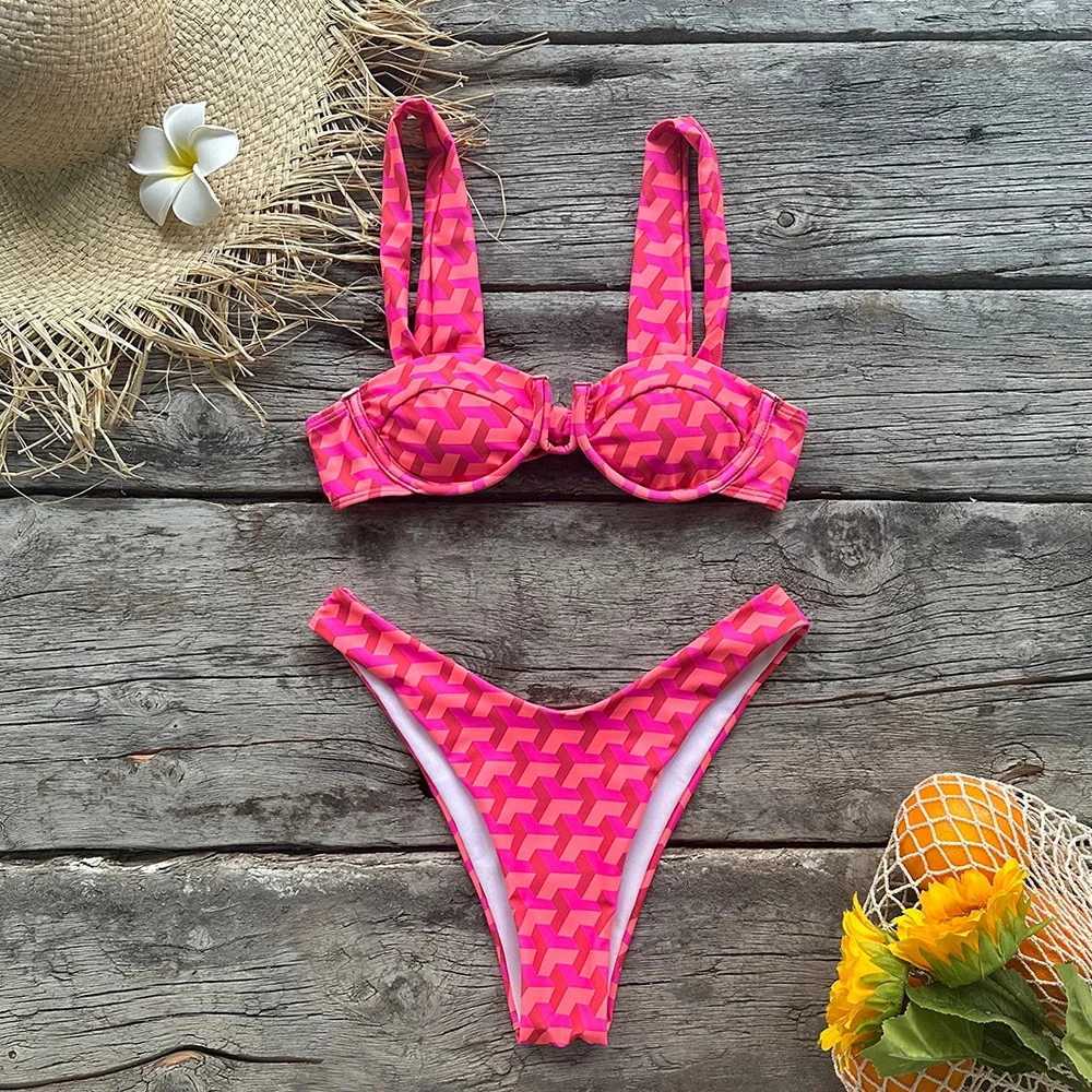 Women's Swimwear Sexy mini bikini 2024 colorful apron thong swimsuit womens cut bathtub set push up swimsuit womens beachwear H241130