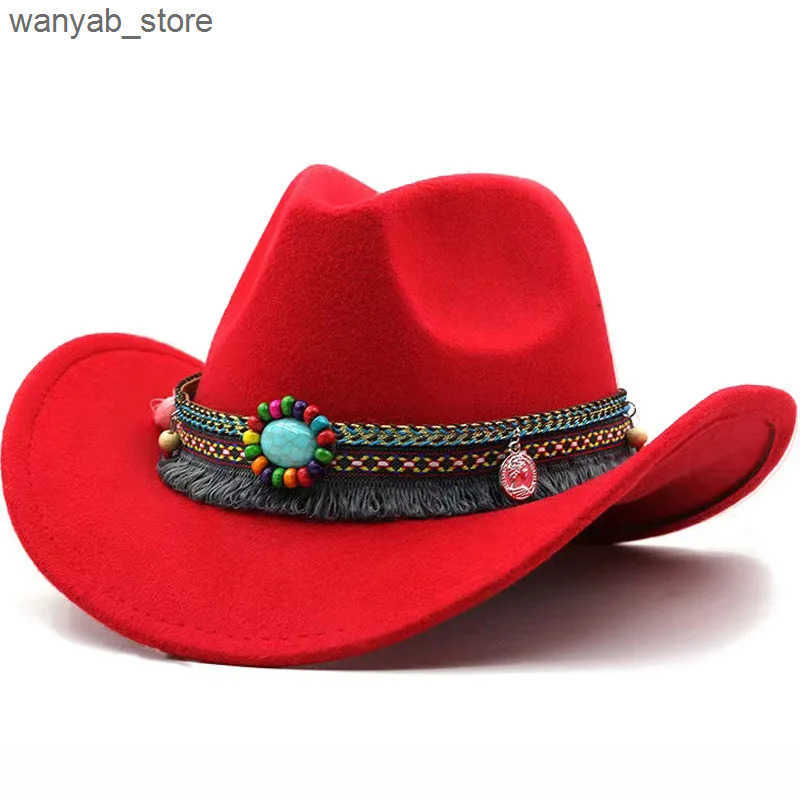 Wide Brim Hats Bucket Hats 2024 Simple Upturned Brim Hat Woolen Jazz Hat English Style Top Hat Ethnic Style Belt Solid Color Western Cowboy Hats L2409