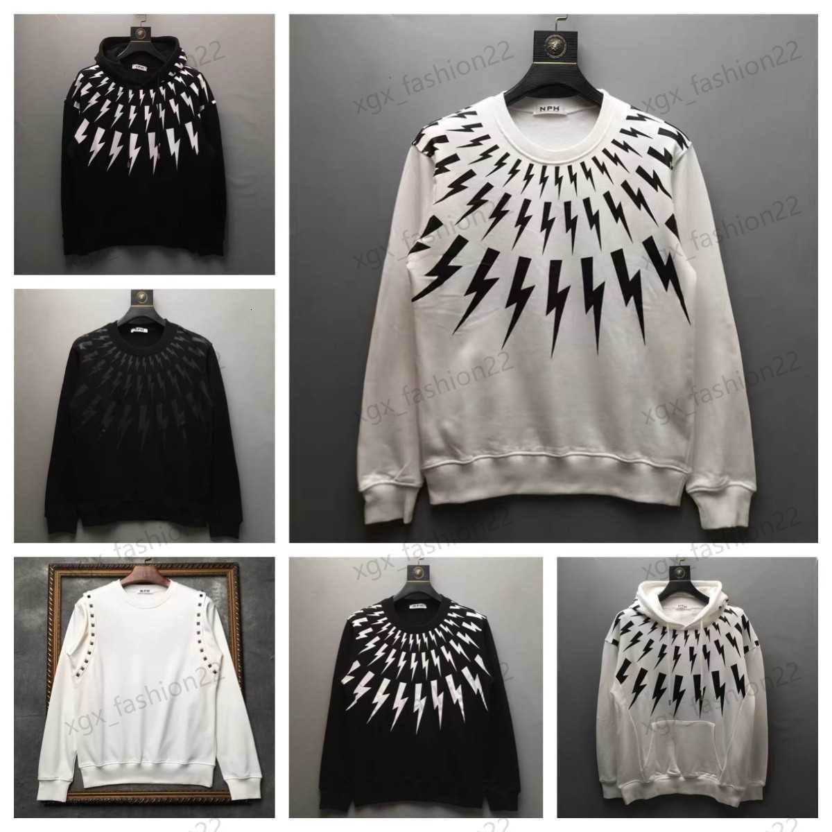 Designer Mens Hoodies Graffiti Brand Neil Barrett Sweatshirt Mens Womens Cotton Coats Black White Lightning Print Baseball Jackets Tops