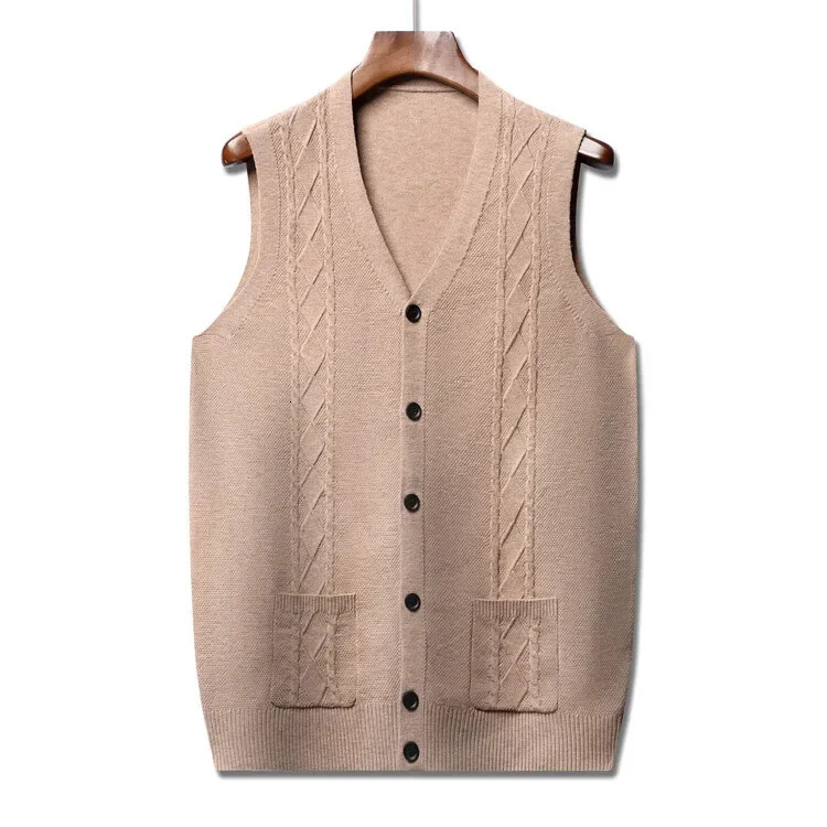 Trend Mens Business Casual Pullover Wear Warm Sleeveless Velvet Knitted Sweater Vest Tops y241129