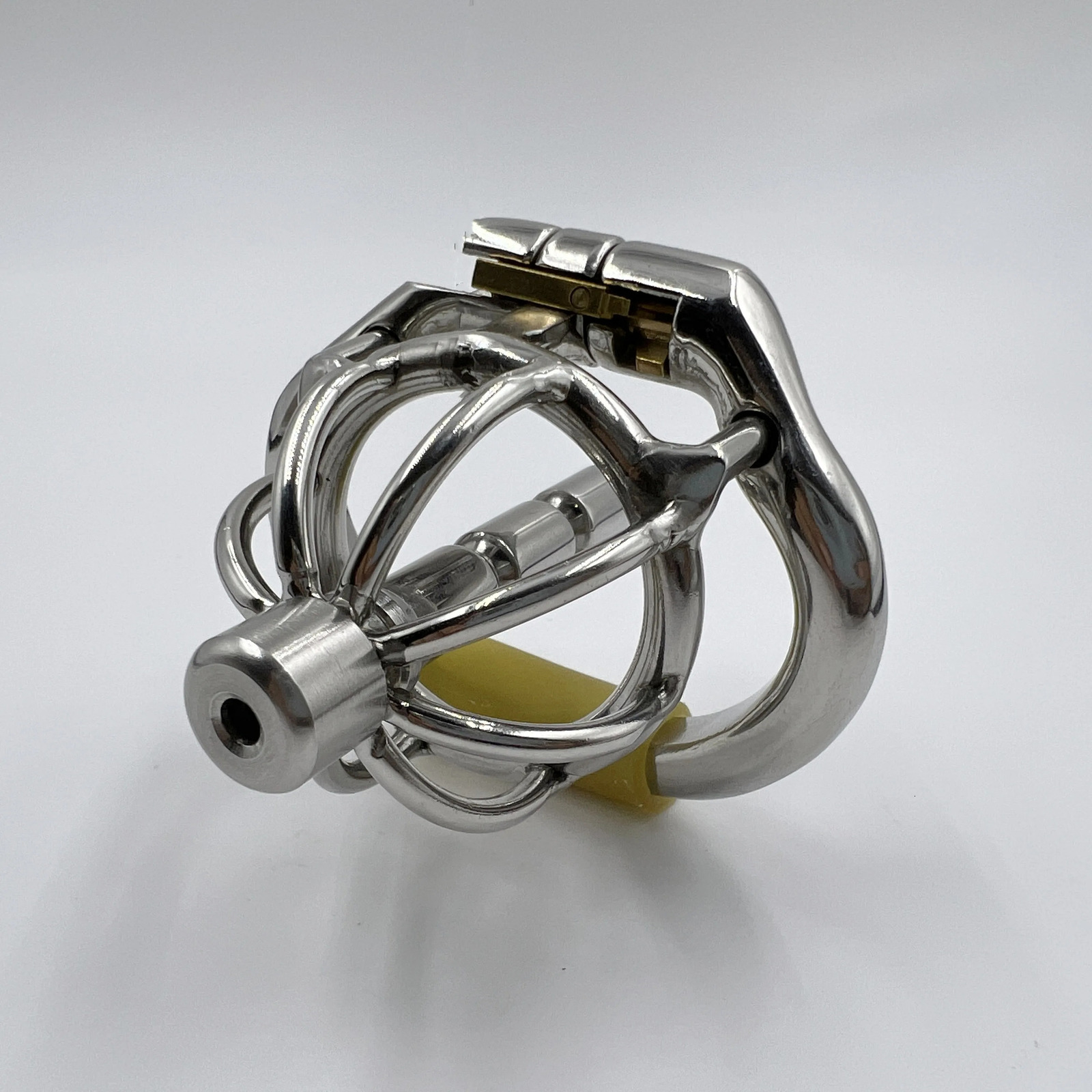 Stainless Steel Chastity Device with Urethral Catheter and AntiShedding RingCock CagePenis RingS055A 240423