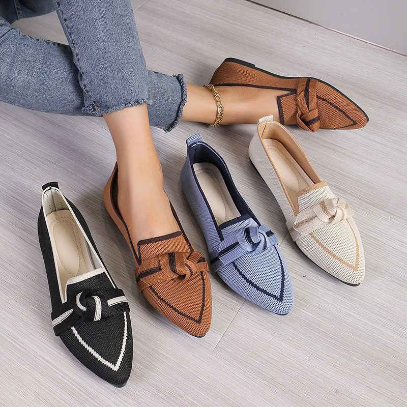 Womens Shoes Loafers Ballet Flats Pointed Toe Barefoot Slipon Casual Low Heel Woman Shoe in Butterfly 241126