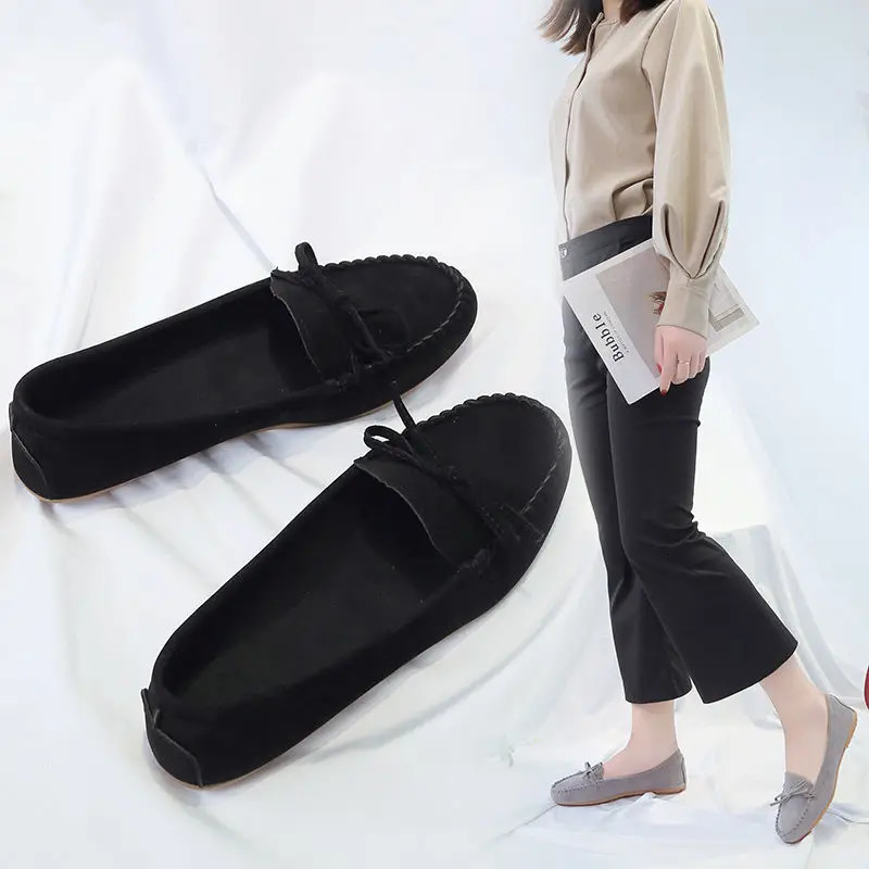 Fashion Women Shoes Slip on Loafers for Ballet Flat Suede Casual Sneakers Zapatos Mujer Mom autumn 241126