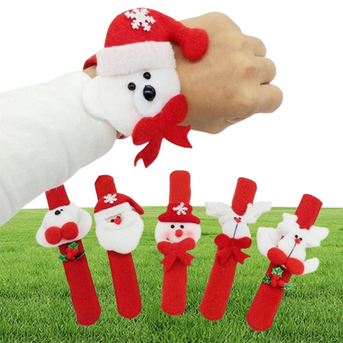 Xmas Party Favors Santa Claus Slap Bracelet Christmas Reindeer Wrist Band Bangle festive event kids adults Gift red6246570